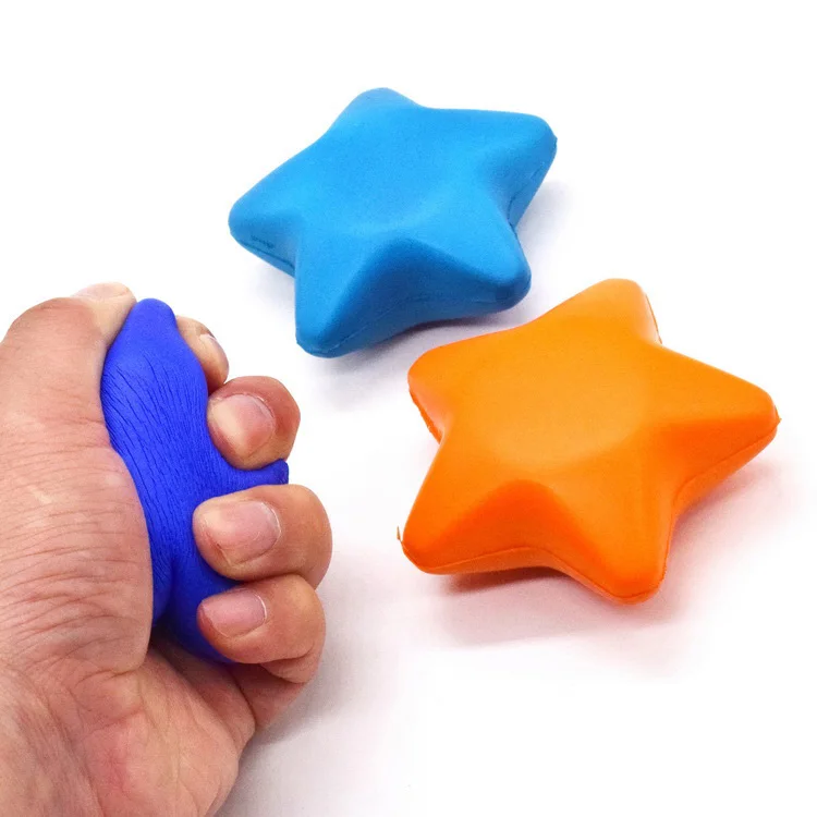 Promotional Antistress Squeeze Toys Pu Foam Star Shape Stress Ball Manufacturers For Gifts