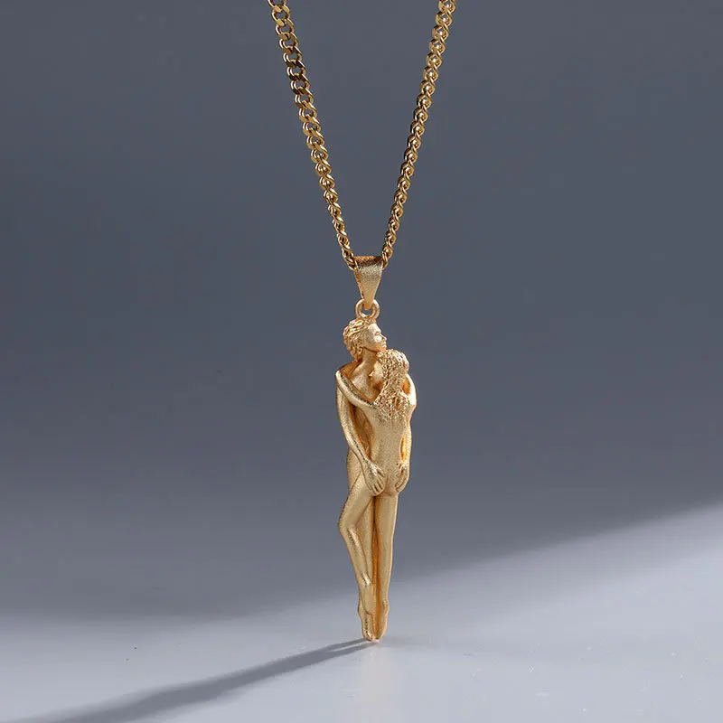 Кулон Пара Мода Минималистский не запятнать ожерелье набор пара объятия кулон