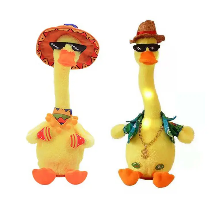 Recording Talking Singing Music Dancing Yellow Duck Plush Toy Funny Wriggle Doll Talking Game Funny stuffed plush toy