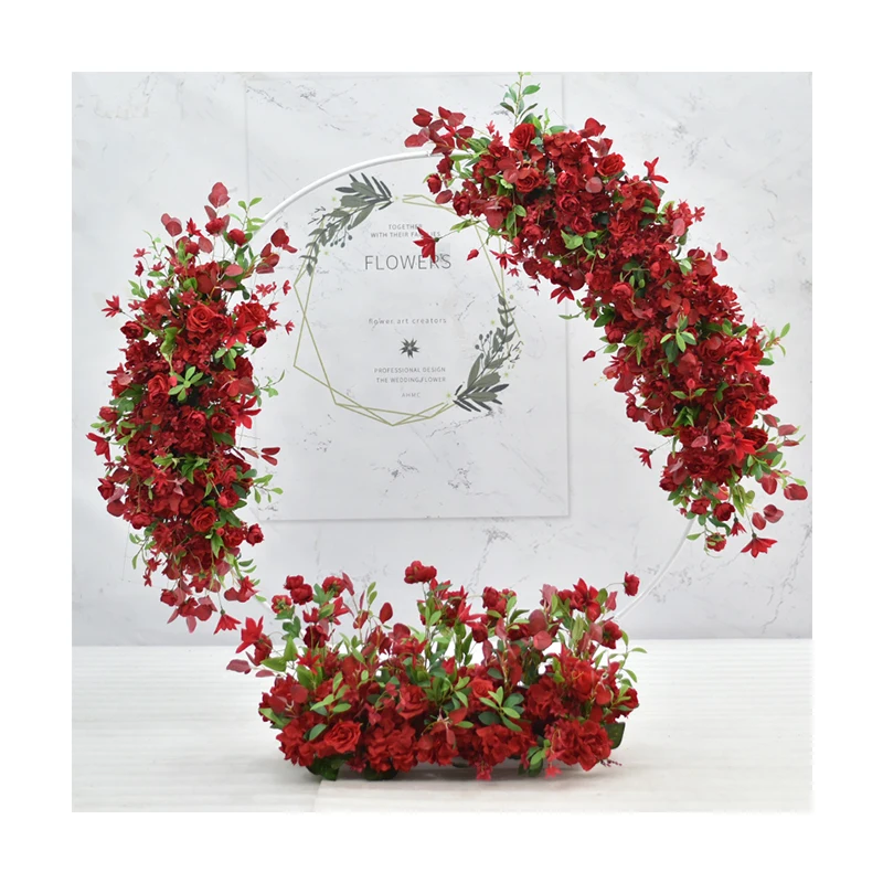 Garden event hotel party pink red white customization fabric metal arch wedding centerpiece decoration flower arch for sale
