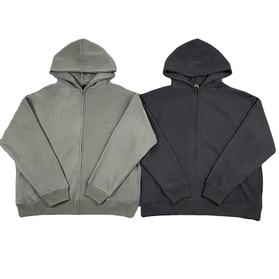 Heavy fabric solid color zippered Oversized hoodie Best quality casual loose sweatshirt for men and women Heavy Hoodie