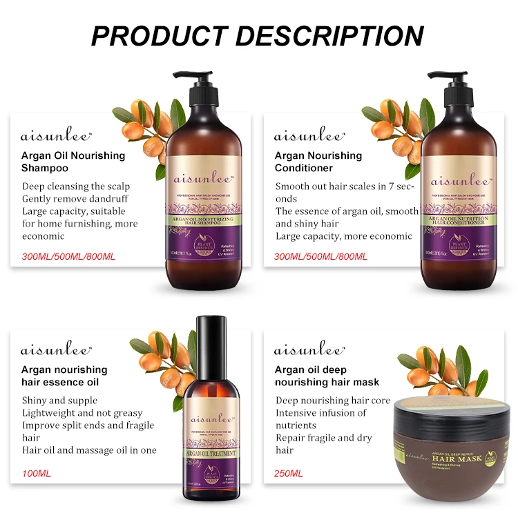 New Arrival Organic Vegan Nourish Argan Oil Shampoo And Conditioner Set Private Label Argan Oil Shampoo