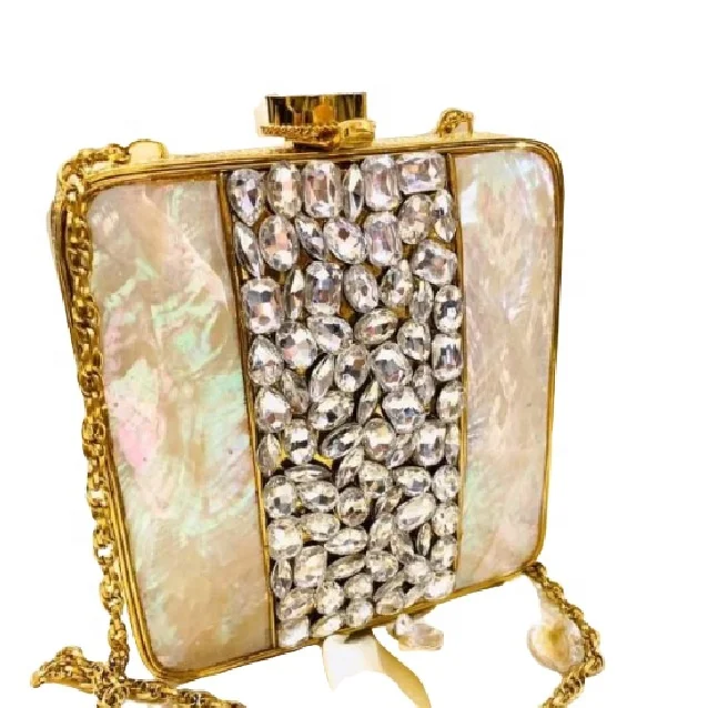 Brass Master of Pearl Beautiful Clutch Bag or Evening Purse