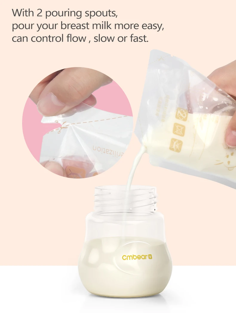 Cmbear or OEM  Gamma ray sterilized disposable breast milk storage bags milk bag