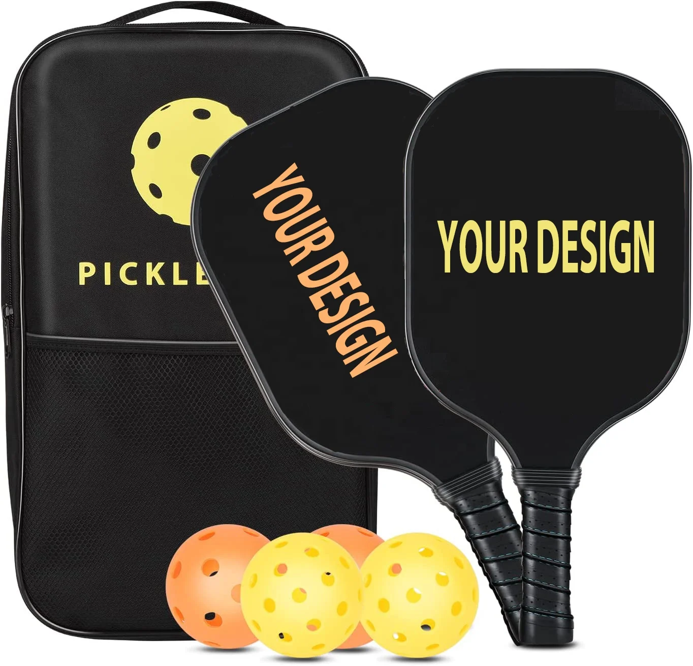 2023 Carbon Fiber Pickleball Paddle Polymer Nomex Blank Customizable  Pickleball Paddle Racket With 2 Paddles, 4 Balls And 1 Bag