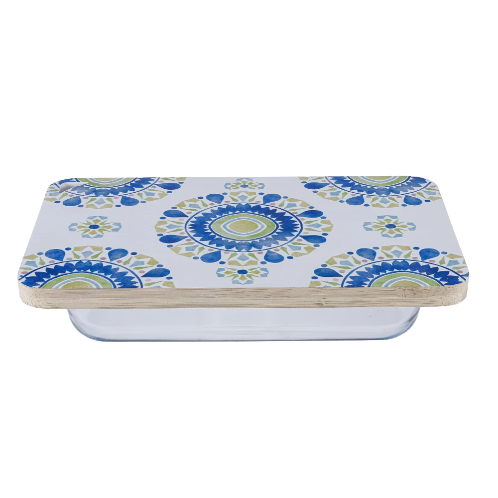 2023LEHE bamboo Lid Fridge-to-Oven Safe Rectangular non stick modern baking tray set glass baking dish