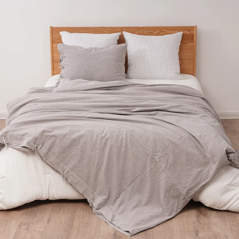 Hhot Sales Duvet Cover Set 70%Cotton Flax 30%Linen Bedding King Size Doona/Duvet Cover Set