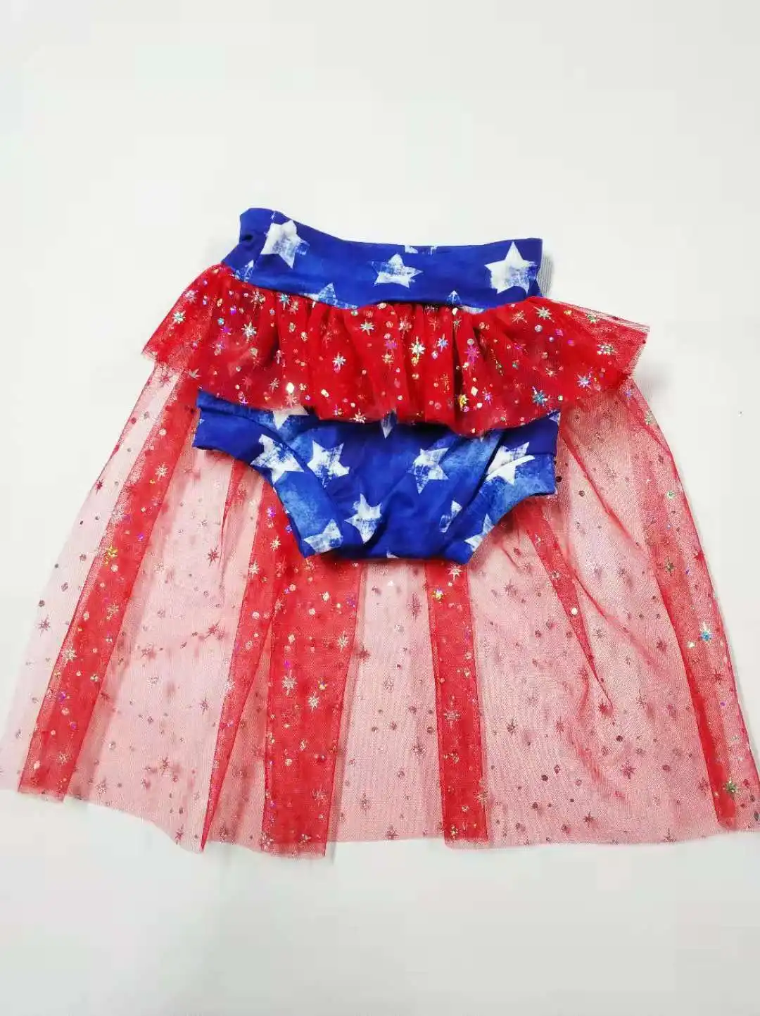 New Fashion Cute 4th of July Girl Sequins outfits Baby Tutu Stars Printed Skirt Tutu Dresses For Girls Kids
