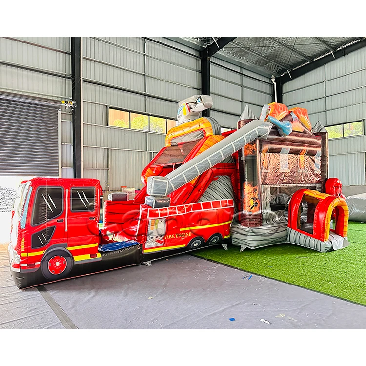 PVC Tarpaulin fire truck bouncy house water slide bouncing castle inflatable trampoline jumping castle