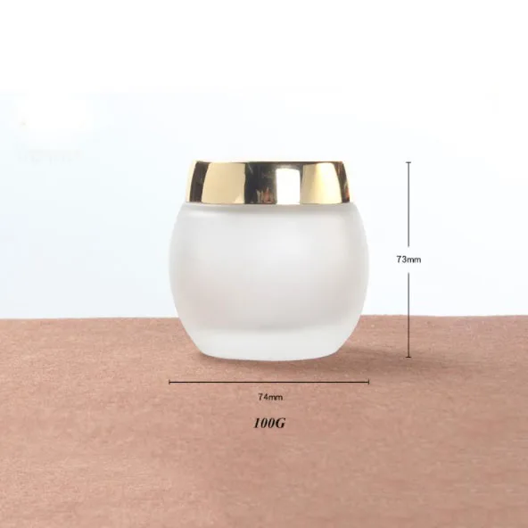 120g frosted spherical glass cosmetic cream mask jar with gold silver plastic lid