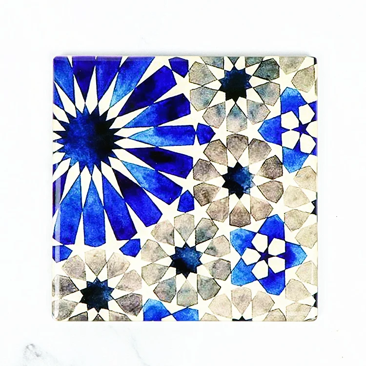 Coasters Shinny Matte Absorbent Cup Mats & Pads Placemat Set Custom OEM Tea Square Mosaic Tile Ceramic with Holder for Drink