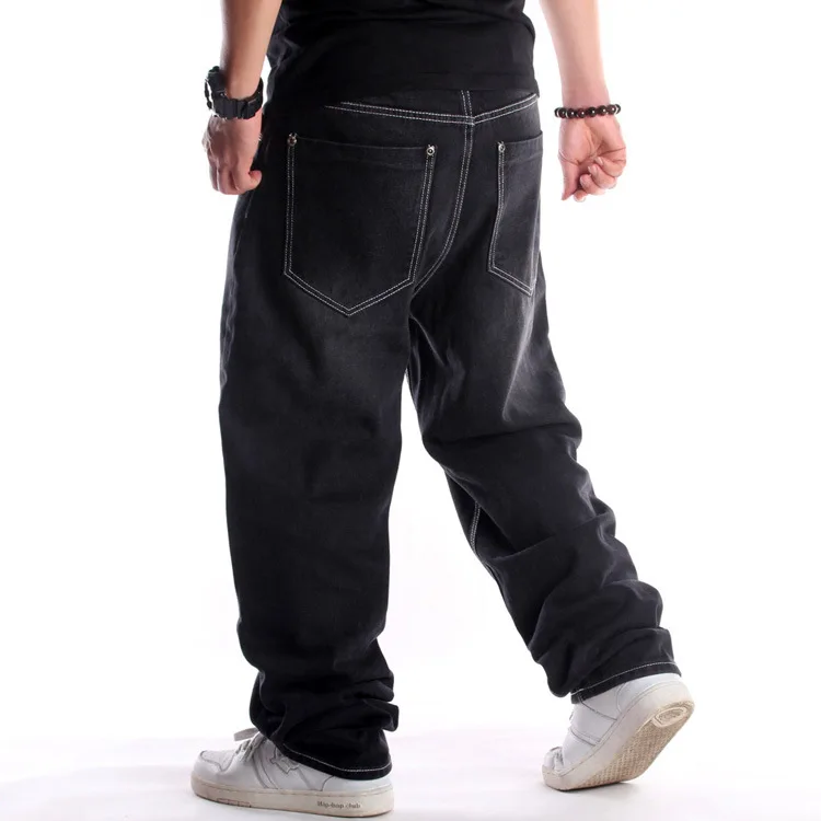 European And American Street Trend Black Plus Size Pants Jeans Men Baggy Loose Wide Leg Jeans Men