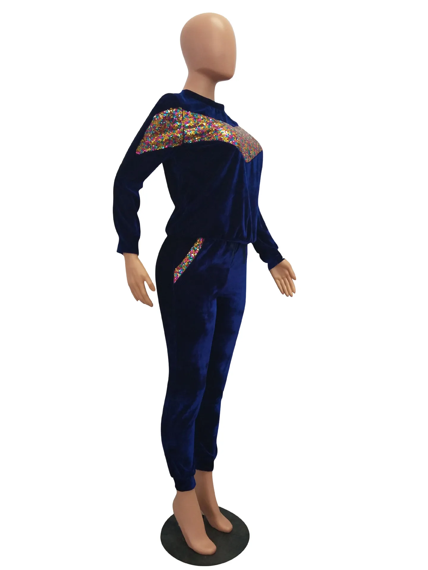 MT46-278 оптовая продажа, блестящий чистый Велюровый костюм из 2 предметов, зимний спортивный костюм для бега, простой женский спортивный костюм