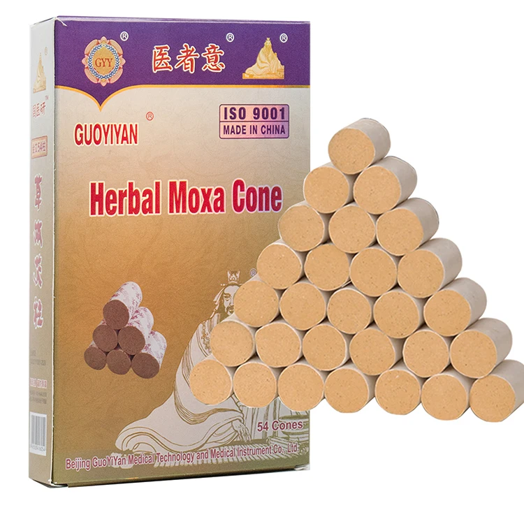54 cones 45:1 moxa column Traditional moxibustion Therapy Chinese herbal medicine golden Moxa roll moxibustion column for sale