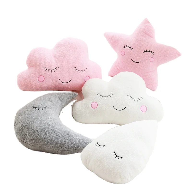 q275 Plush Sky Pillows Emotional Moon Star Cloud Shaped Pillow Pink White Grey Room Chair Decor Seat Cushion