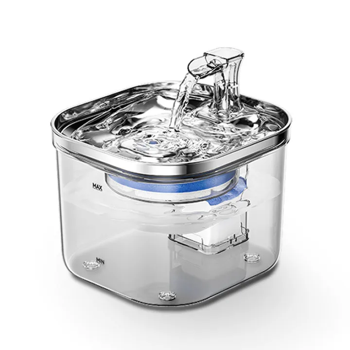 2L Automatic Cat Fountain Water Bowl Small Rounded Plastic Sensor Quiet Pet Drinker 2L Capacity Stainless Bottle Cat Feeder Dogs