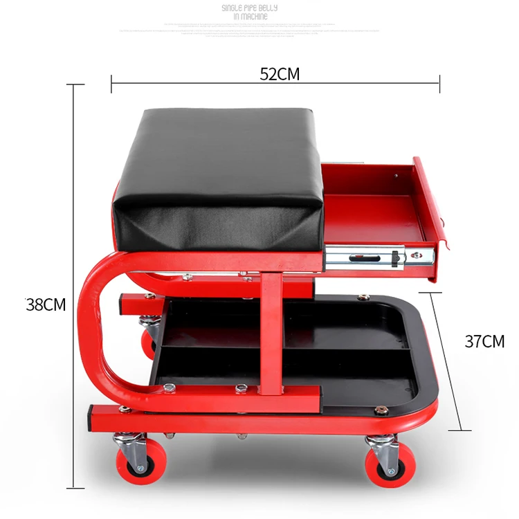 Сиденье для ремонта автомобиля с колесами, мастерская, искусственная кожа, табурет с ящиком для инструментов