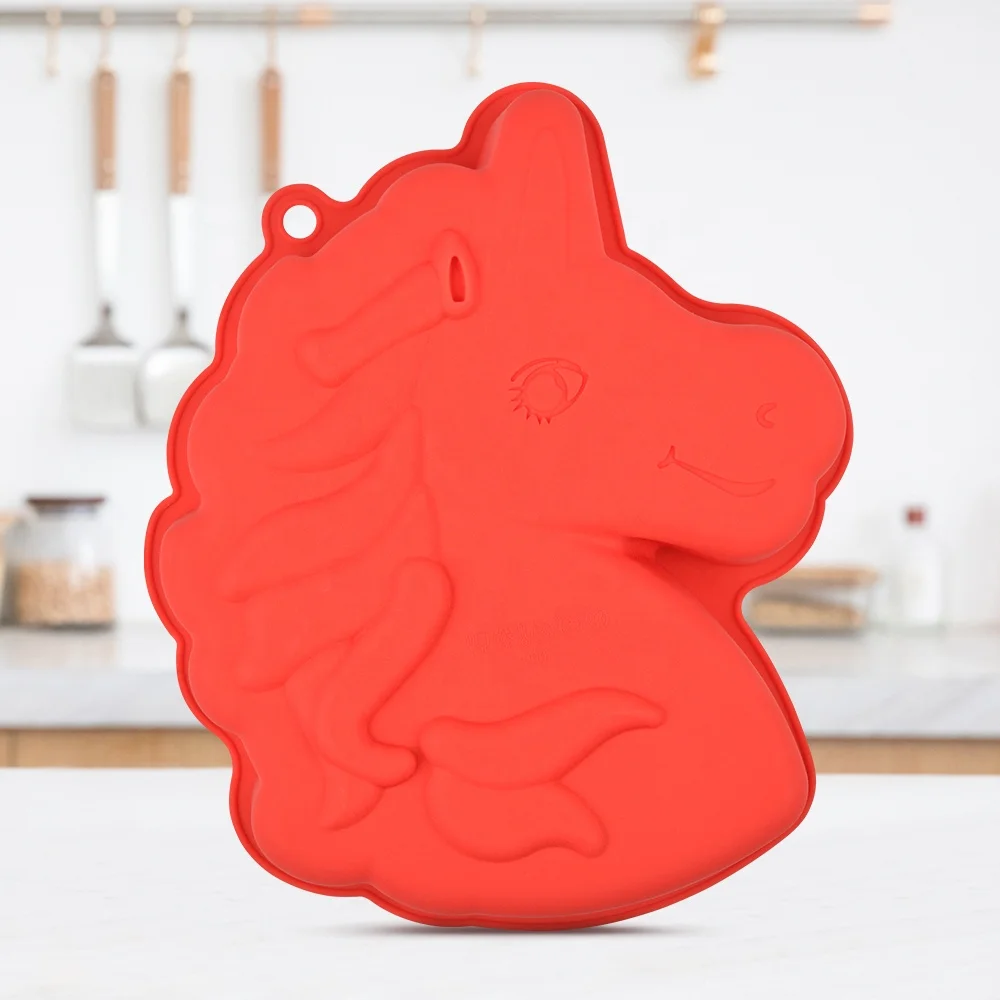 FUNBAKY JSC3100 Bakeware large volume single unicorn shape cake silicone mold cake decorating tools cake pan for family party