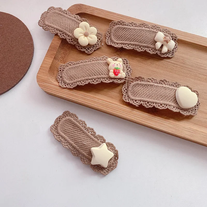 New Cute Fashion Children Hair Clips Lace Bear Bows Girls Headbands Women Hairpins Baby Hair Accessories Korea Winter