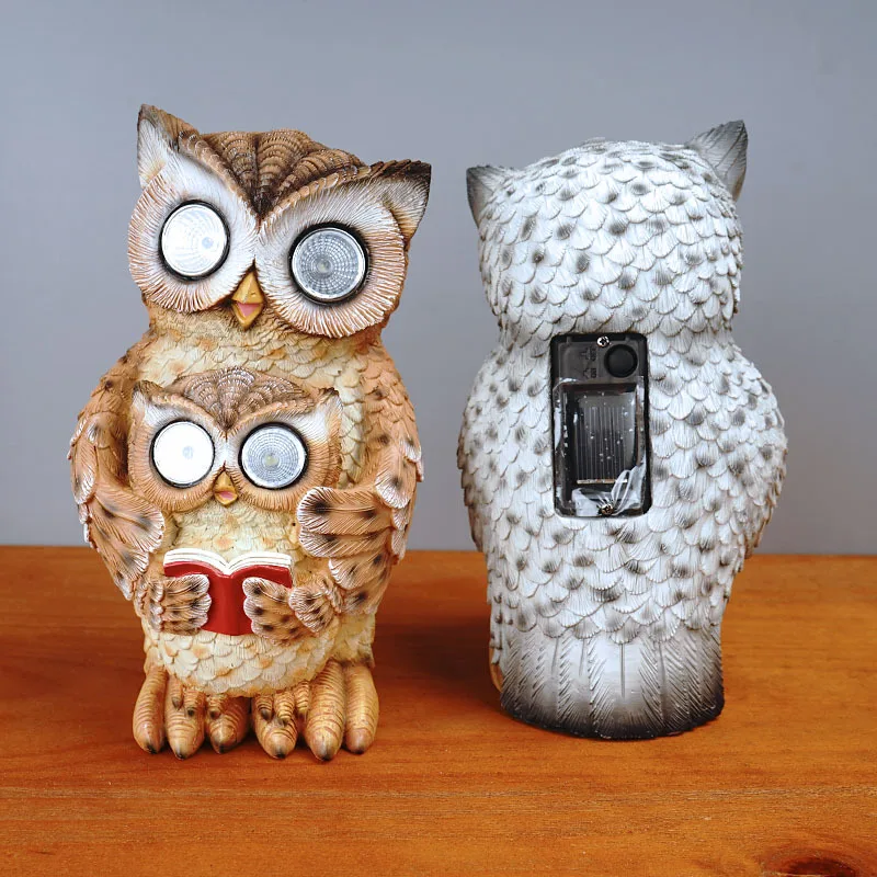 solar garden lights outdoor decorative owl night light courtyard garden animal sculpture landscape decorative resin ornaments