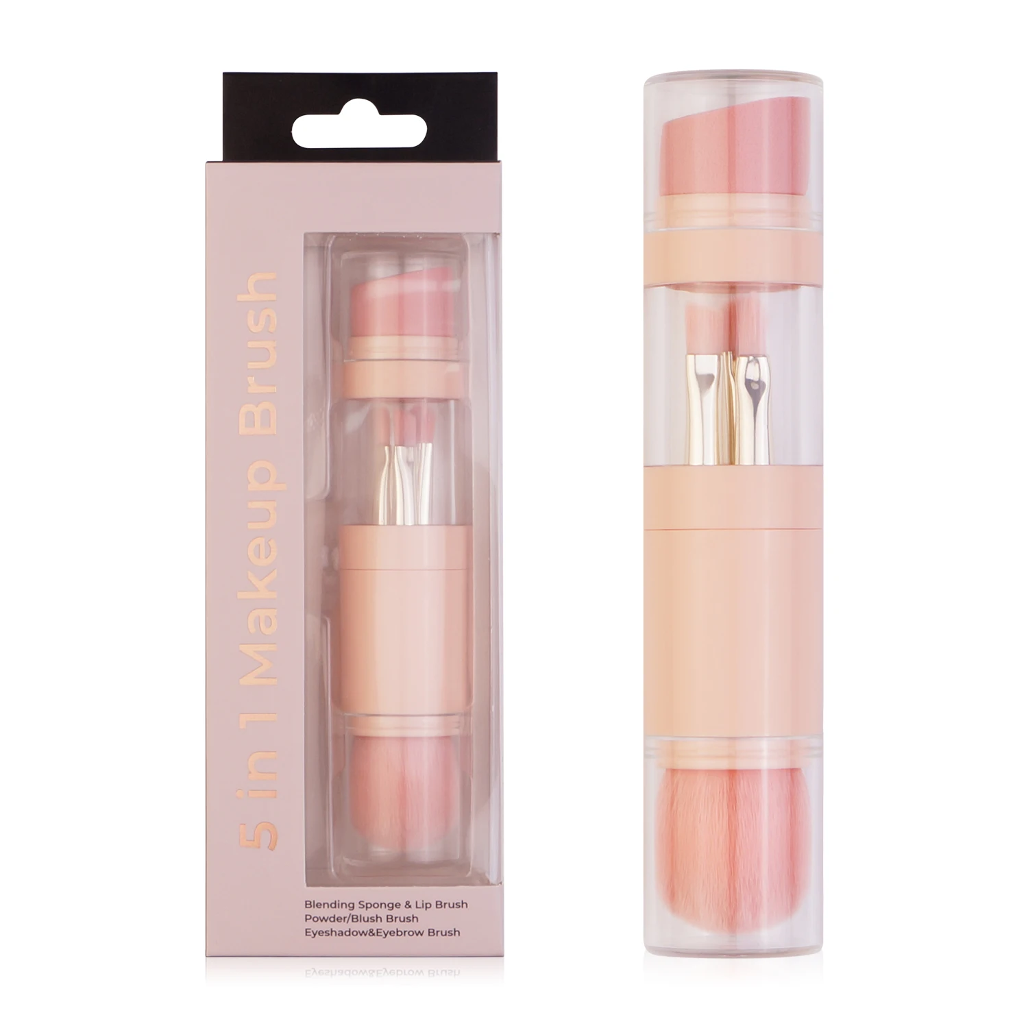 Patent Private Label 5 in 1 Makeup Brushes for Foundation Blush Eyeshadow Lipstick Eyebrow