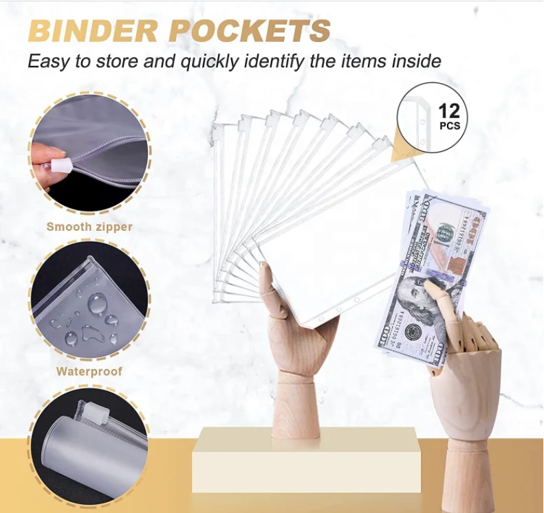 A6 Size Daily Journal Logo Custom Planner Cover Marble Style Budget Binder