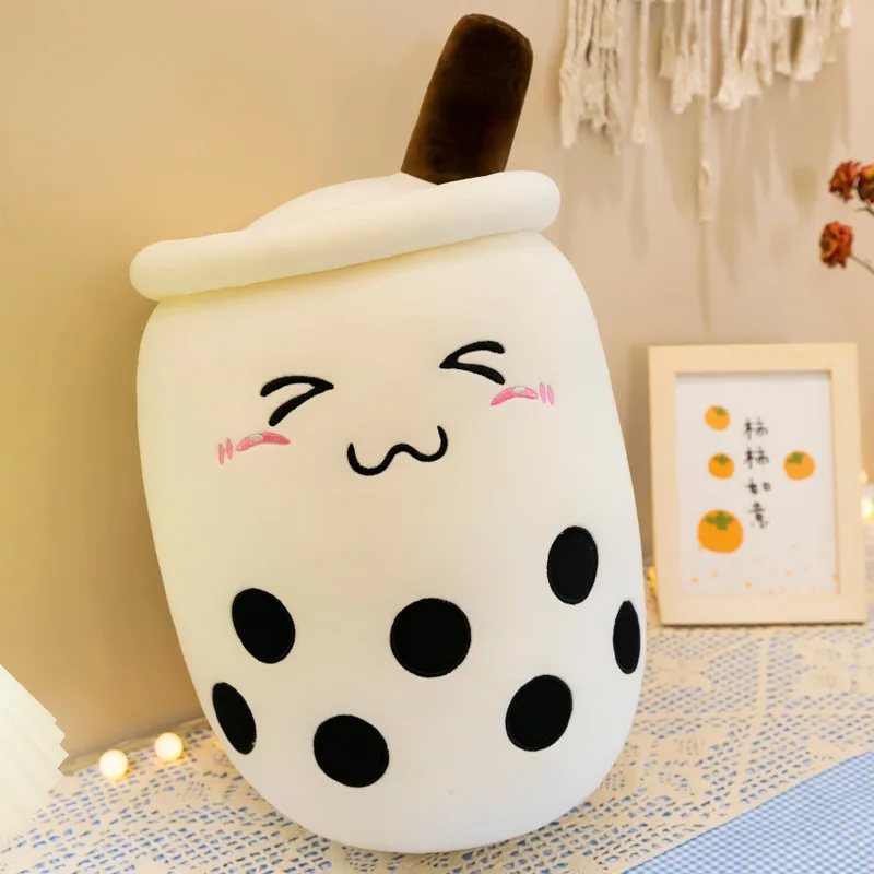 Large Bubble Tea Plush Toy Stuffed Fruit Milk Tea Plush Doll Boba Bubble Stuffed Toys Brown Yellow White Tea Cup Stuffed Dolls