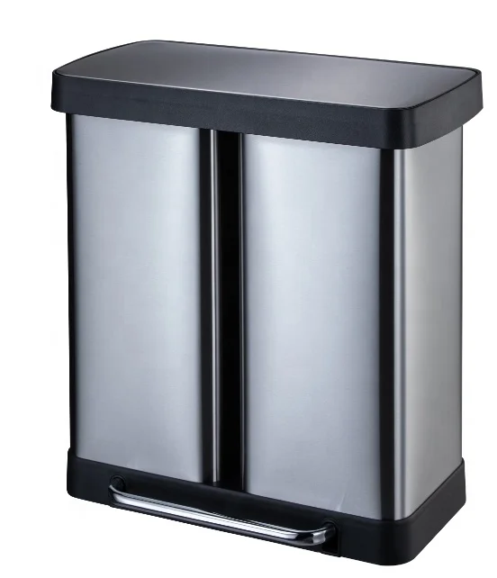 16 Gallon Stainless Steel Pedal Bin Foot Pedal Trash Bin Recycling Trash Can For Home