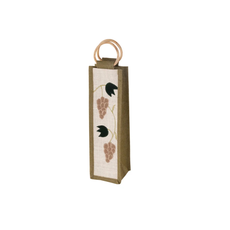 
Wholesale Customized OEM Burlap Hemp Raw Material Wine Bottle Jute Tote Shopping Bag 