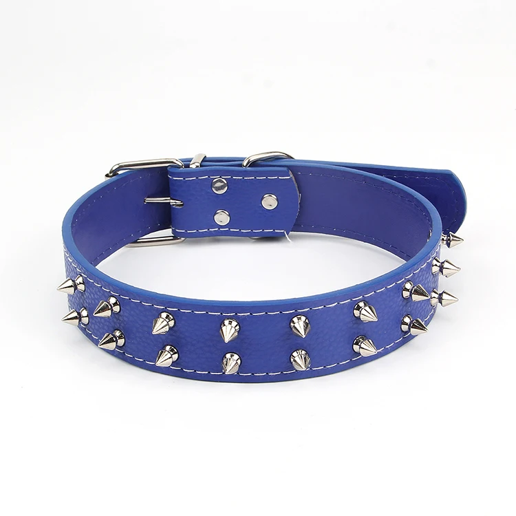 Wholesale Pet Dog Rivet Collars PU Leather Round Bullet Nail Studded Necklace Spiked Strap Punk Style Small Dogs Cat Collar