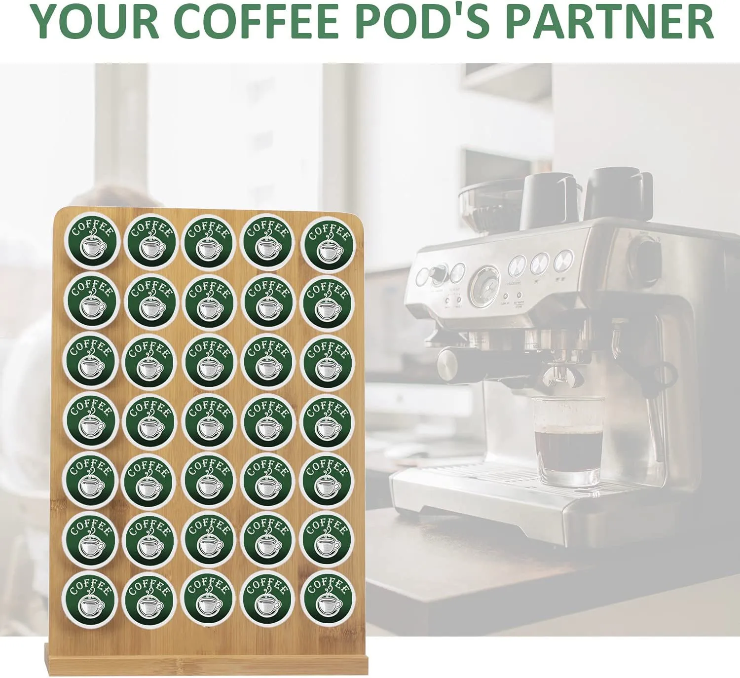 Modern Style Hot Sale Nespresso Capsule Holder Bamboo Cactus Coffee Pod Stand Organized Storage Box OEM ODM Design