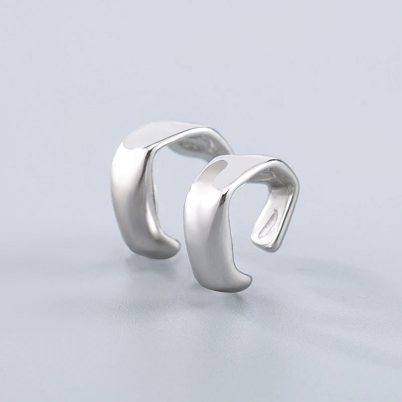 European Fashion Stainless Steel Minimalism Clip Earrings Male/Female Simple Irregular Geometric Ear Cuff