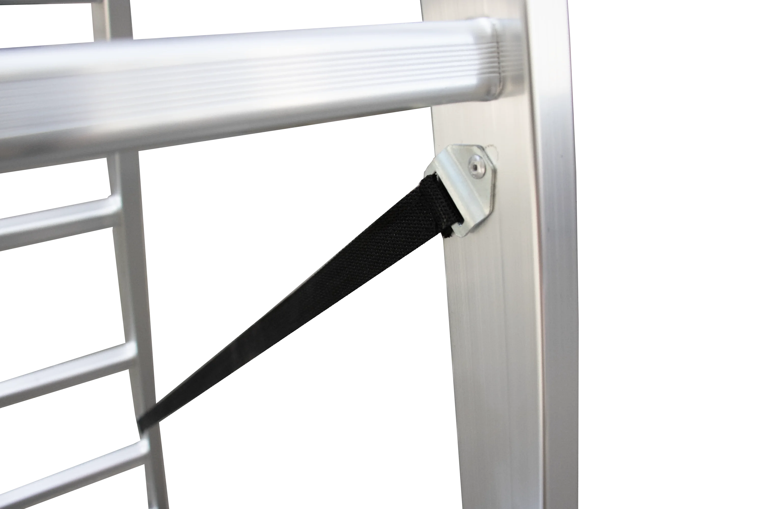 Folding Extension Ladder Aluminum Stairs Step Leader Three Fold Long Ladder Outdoor PE Bag Modern Baluster Design Aluminum 1.3mm