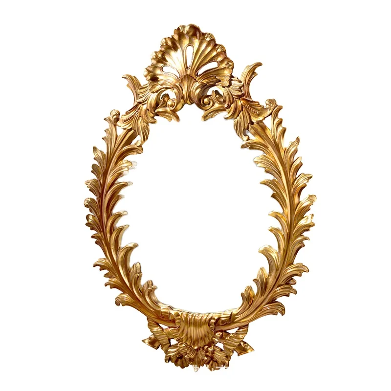 1.4m European gold foil luxury carved porch mirror background wall decoration mirror wall furnace large hanging mirror dining ca