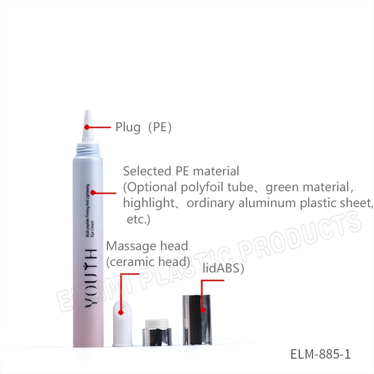 16 Ceramic Tip Eye Cream Cap Soft Tube ELM-885-1, 16mm Diameter, designed for eye creams and lip balms.