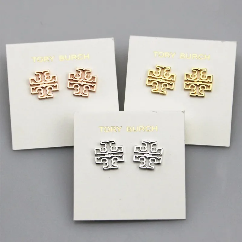 European foreign trade jewelry hollow logo texture copper earrings plated with gold Fashion Stud Earrings For girls