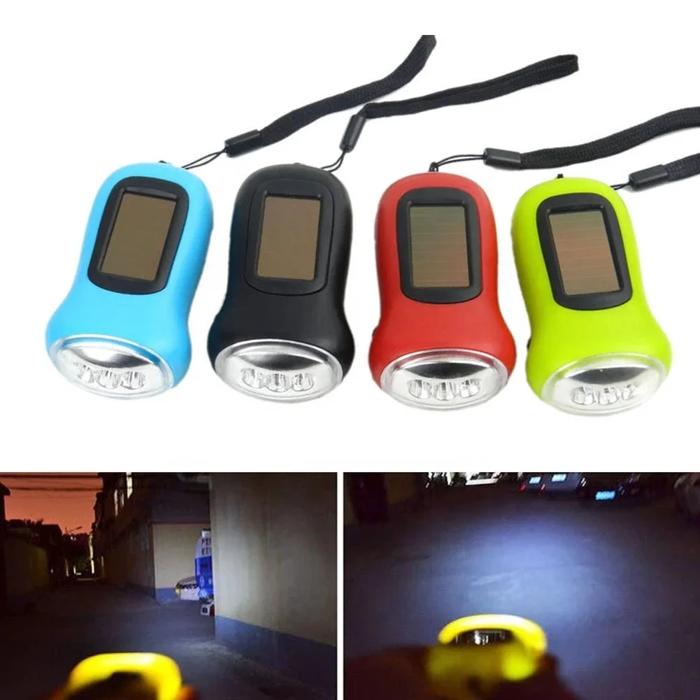 Mini Flashlight Portable Hand Crank Dynamo LED Solar Powered Flashlight Camping Torch 3 LED Hand Crank Flashlight