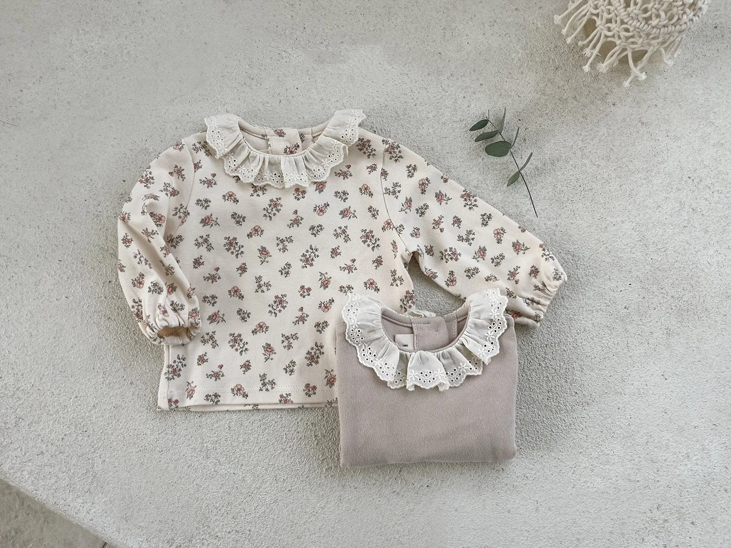 Spring Long Sleeve Crop Tops Modern Floral Organic Cotton Baby Tops Shirts