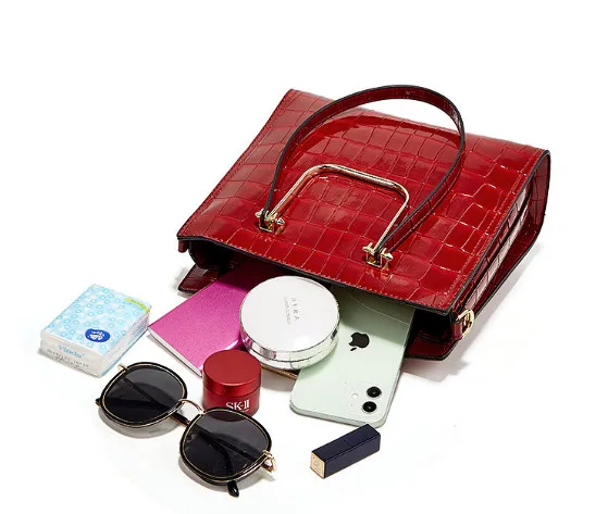 Designer  fashion wholesale vegan pu bags tote bag  and  crocodile grain shoulder  handbags and satchel bags for woman