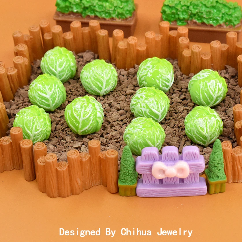 Cute Cabbage Resin Flatback Cabochon Miniature Vegetable For DIY Slime Accessories Doll House Kitchen Toy Fairy Garden Figurines