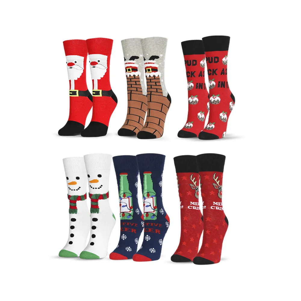 Santa claus knitted durable sustainable winter new design socks kids girl festival women christmas socks color