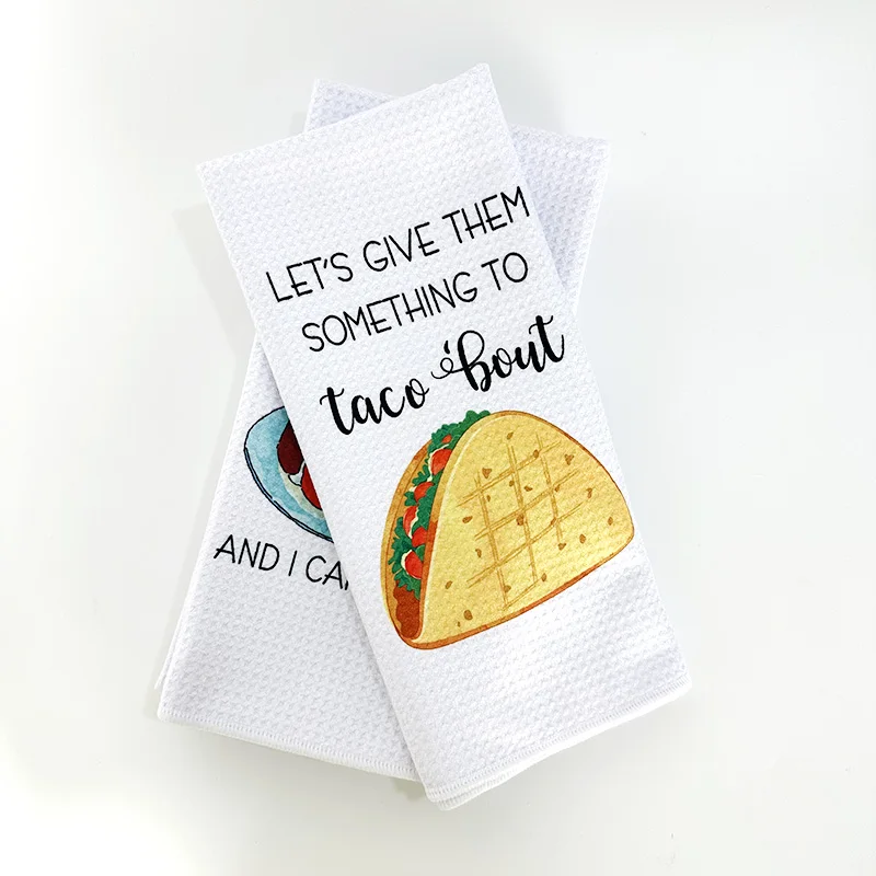 High Quality Polyester Kitchen Towel Heat Sublimation Woven Microfiber Waffle Kitchen Towel