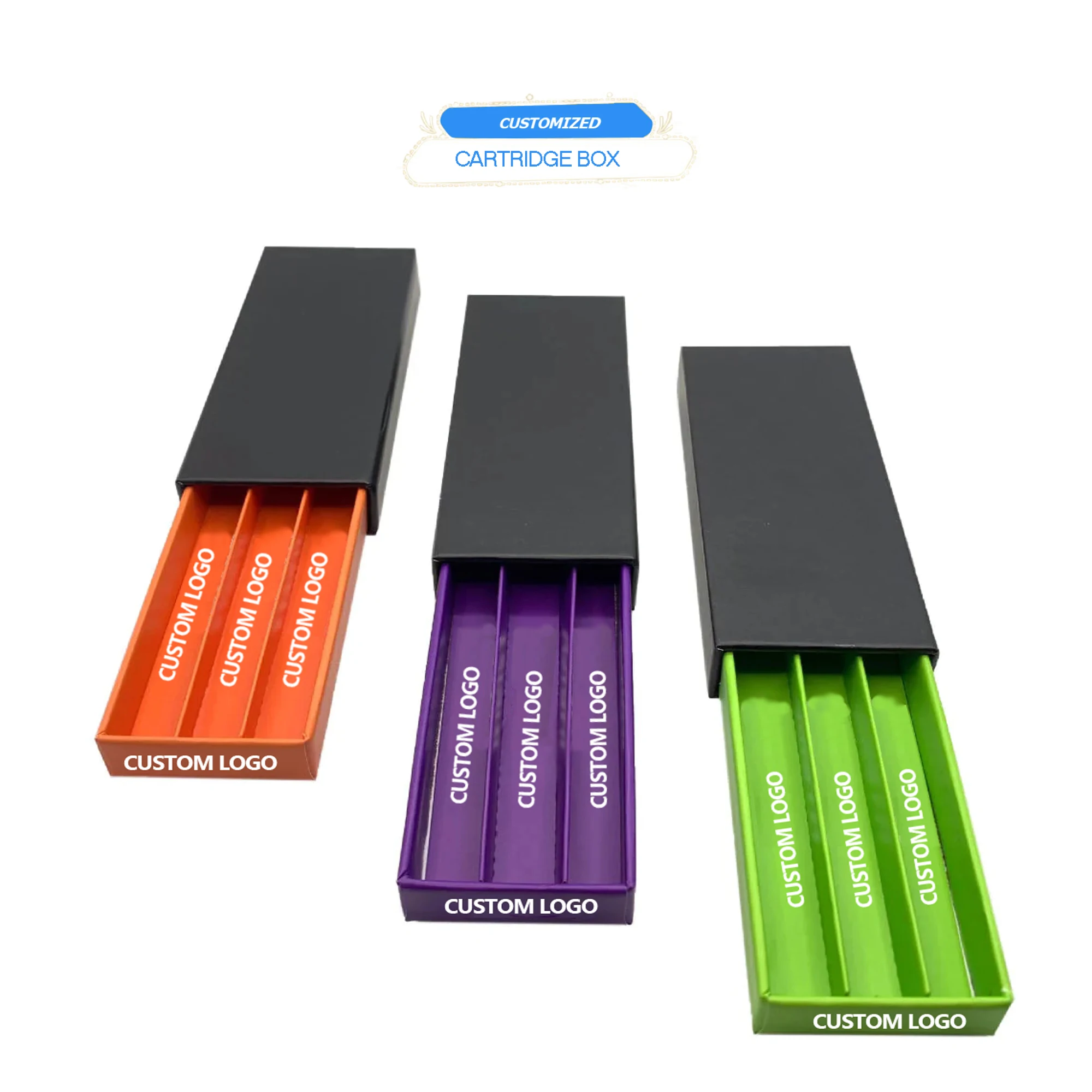 customized child proof safety button lock cartridge packaging sliding box Child Resistant paper box with paper tray liner