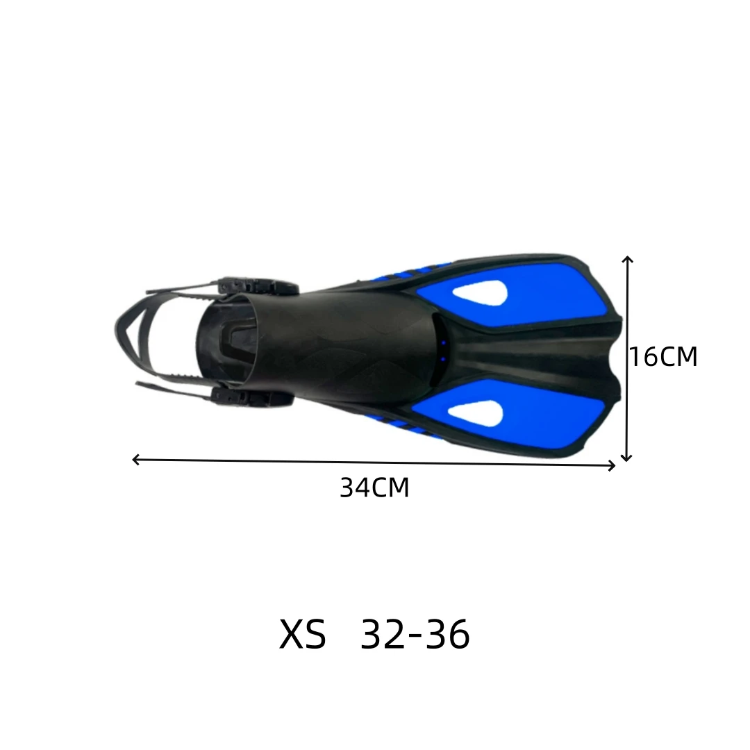 XS Adjustable Swim Fins Snorkel Fins for Lap Swimming Travel Size Scuba Diving Flippers for Adult Snorkel Swimming Training