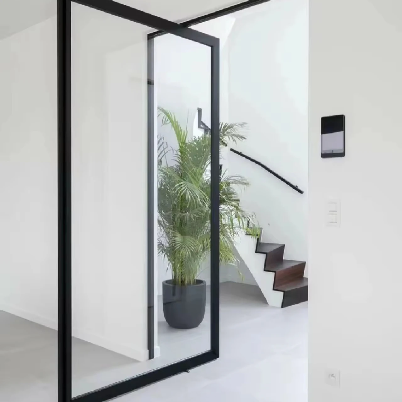 wooden zinc alloy doors  modern fashion style security safety entrance pivot door with multi-Point Lock with smart phone lock