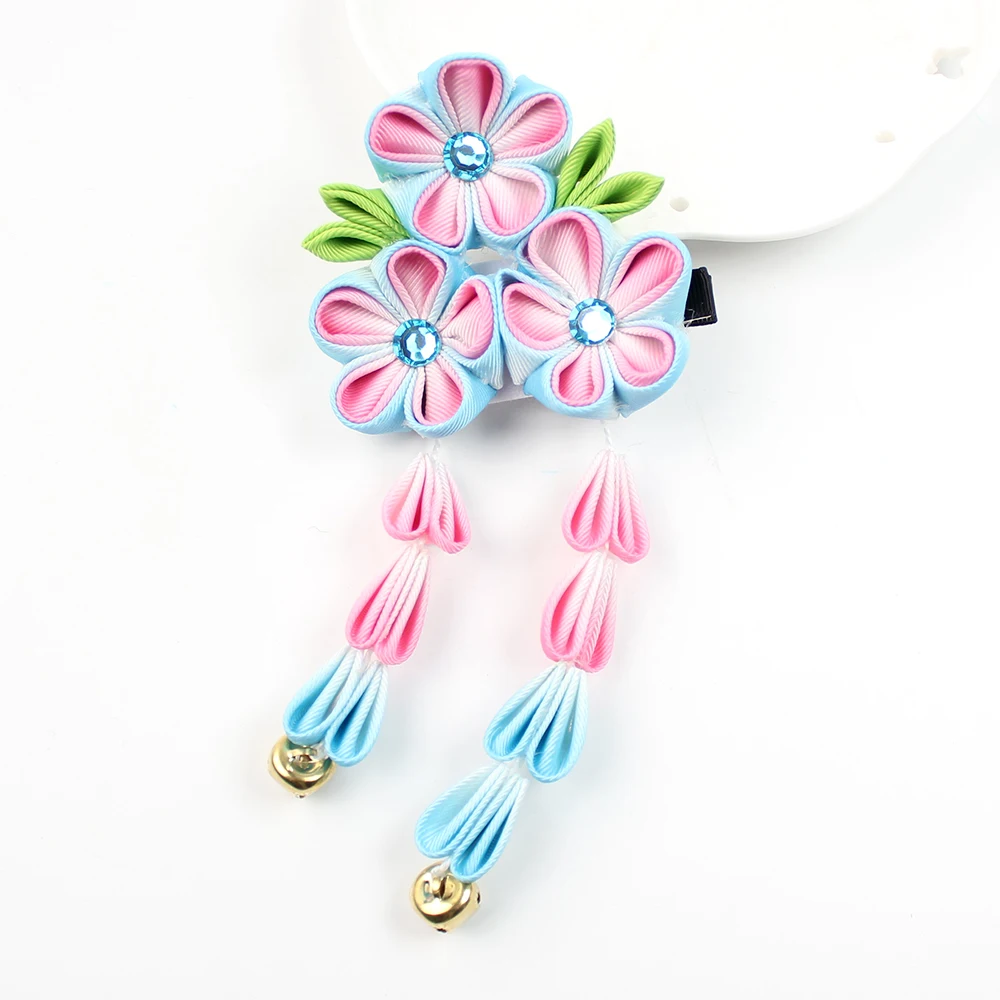 Womens Girls Japanese Kimono Flower Hair Clip Kanzashi Decor Hair Pin Hanfu Accessories