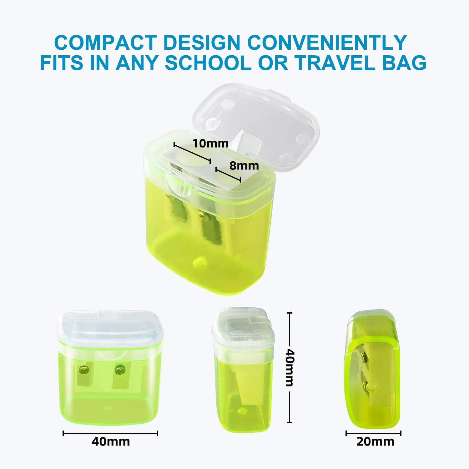 KUKI Cosmetic Big Small 2 Holes Pencil Sharpener Plastic Pencil Sharpener With Cover Custom Sharpener Pencil