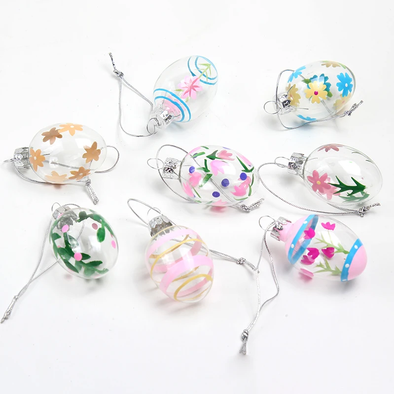 Factory Wholesale Cheap clear Easter Glass Egg Decoration Hanging Ornaments Eco-friendly