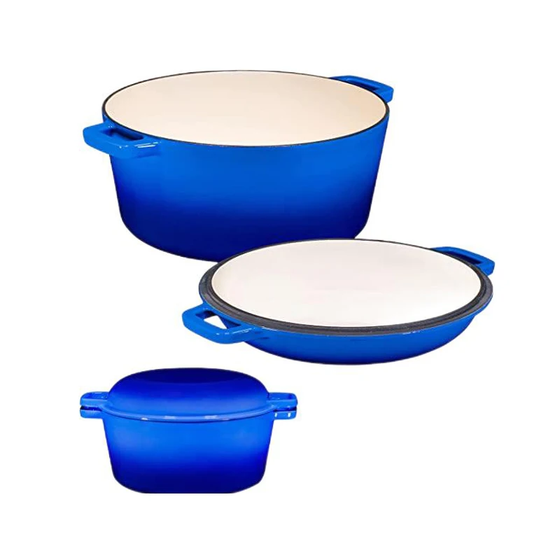 Wholesale Dutch Oven Enamel Cast Iron Dual-purpose Soup Pots Sets for Kitchen