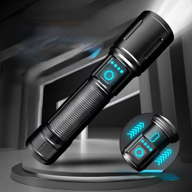 Пользовательские пользовательские High XHP70.2 USB перезаряжаемый Телескопический Дисплей мощности светодиодный фонарик 5000 люмен ручной Ni-MH
